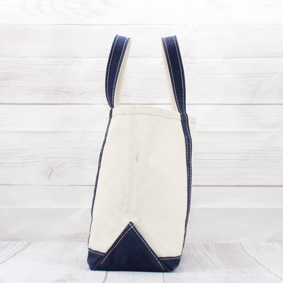 LL Bean Boat & Tote Blue Trim Embroidered MBK Open Top Tote Handbag - Picture 6 of 9